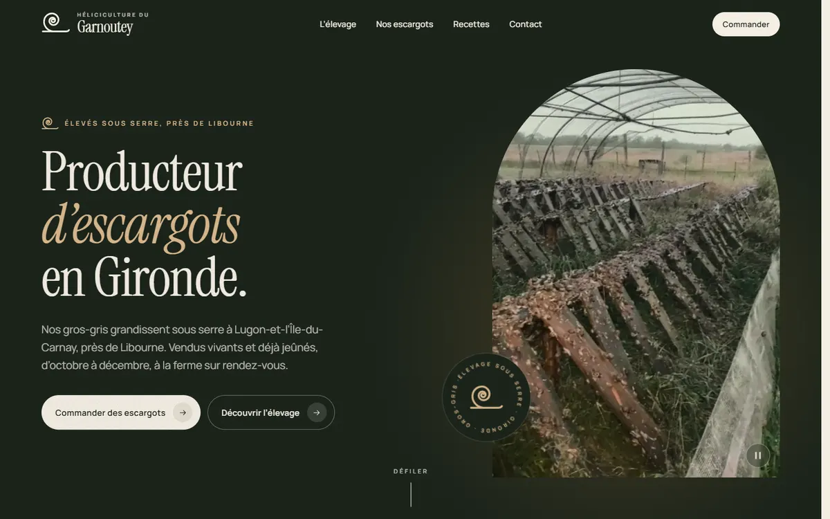 Page d’accueil du site heliciculture.fr